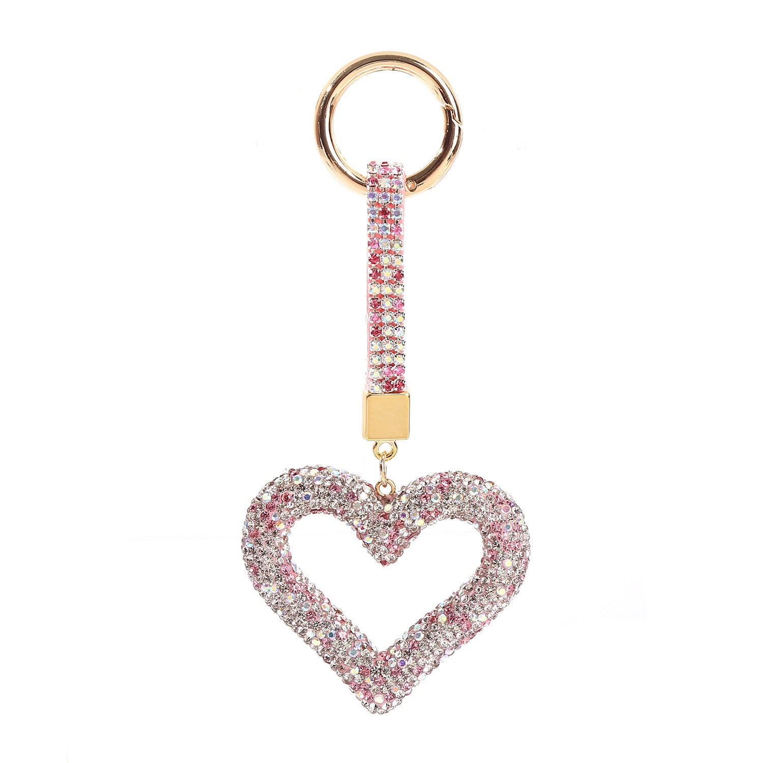 Wholesale Creative Hollow Pottery Full of Diamonds, Love Set with Diamonds, Peach Heart Car Keychains
